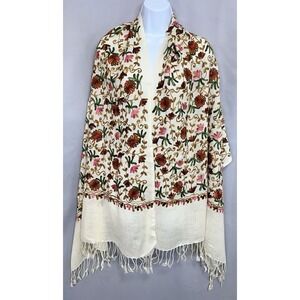 Women's Wrap Scarf‎ Multicolor Floral Embroidered 70"x29"